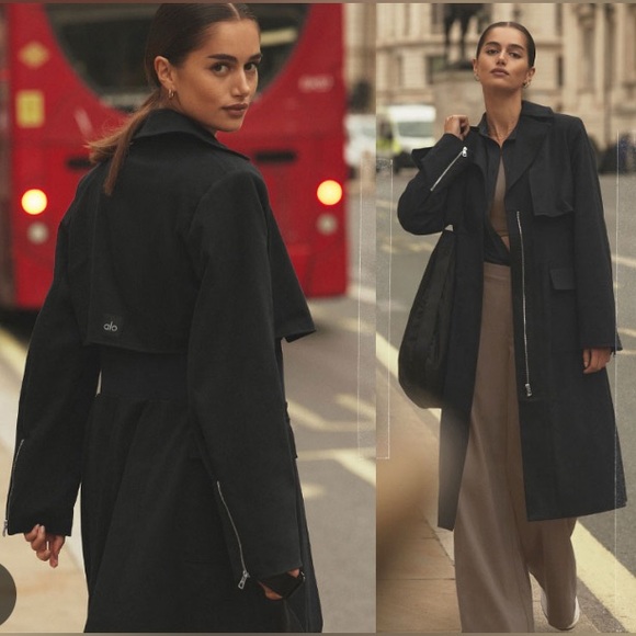 New Alo Yoga Formation Trench Coat Black - Picture 4 of 15